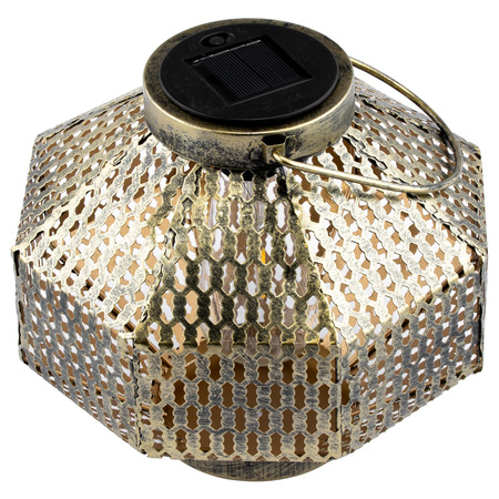 LED solární lampa Lucerna zahradní vlákno LANTERN závěsná kovová měď