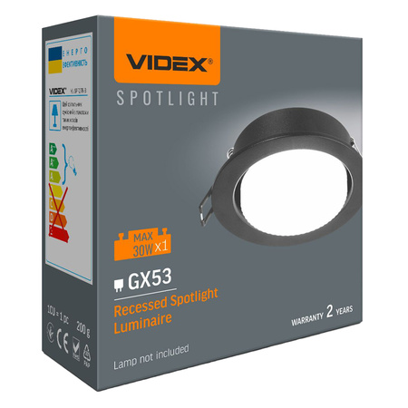 Zapuštěná pod omítku GX53 LED černá Videx