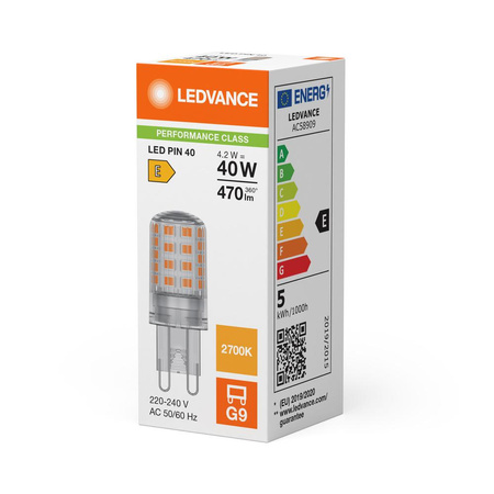 LED žárovka G9 4,2W = 40W 470lm 2700K teplá bílá 300° Ledvance