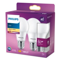 2x LED žárovka E27 A60 7W = 60W 806lm 2700K teplá 150° PHILIPS