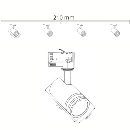 Sada přípojnic 3-fázová lišta + 4x reflektor GU10 bílý MILANO Sanico Goldlux