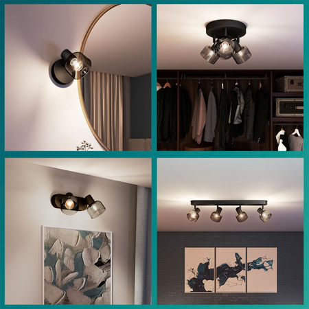 Reflektorové stropní svítidlo 3x E14 Black Sleet Philips