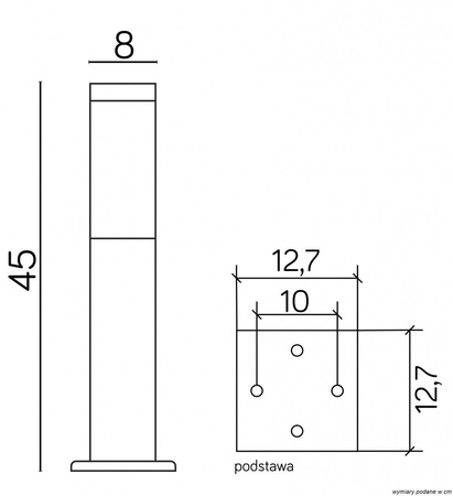 Venkovní stojací zahradní lampa POST Inox Square SS802-450 E27 45cm Su-Ma