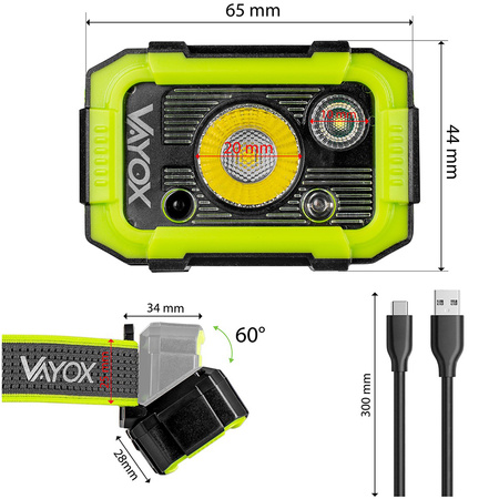 Dobíjecí čelovka 750LM CREE + SMD PRO SERIES VA0187 VAYOX