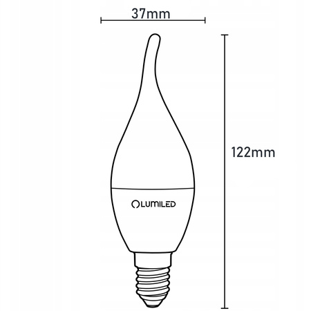 6x LED žárovka E14 Candle BA35 5W = 40W 470lm 3000K Warm 180° LUMILED