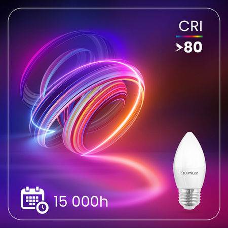 LED žárovka E27 Candle B35 8W = 65W 880lm 6500K Cold 180° LUMILED