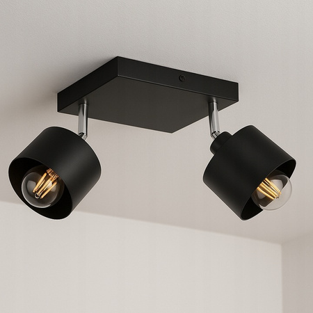 Bodové stropní svítidlo Tuba Reflektor Halogenové svítidlo 2x E27 Pohyblivé Černá Elza Masterled