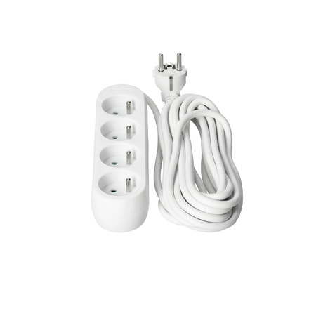 Prodlužovací kabel Zástrčka 4 x uzemněná zásuvka Napájecí pásek 5m Bílá Linea Kobi