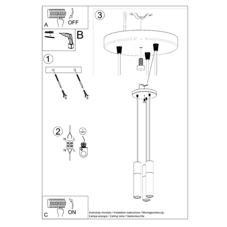 LED PABLO 3P Závěsné stropní svítidlo 3xGU10 Bílá SOLLUX