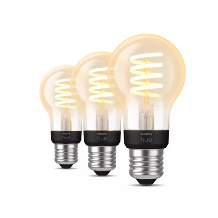 3x LED žárovka E27 A60 7W = 40W 550lm 2200-4500K CCT FILAMENT SMART Smart Bluetooth ZigBee White Ambiance Philips HUE