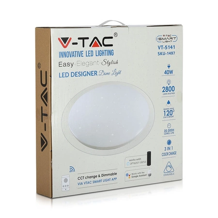 LED plafon 40W SMART kompatibilní s Alexou a Google Home Star Effect White VT-5141 V-TAC