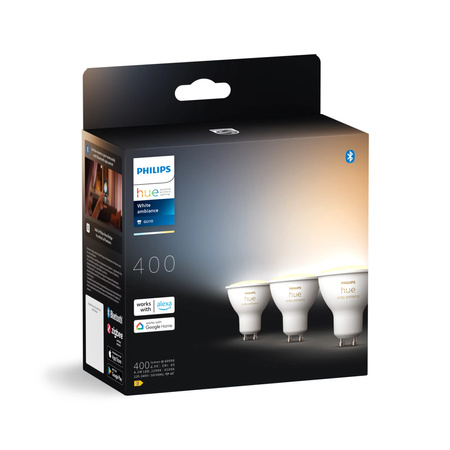 3x LED žárovka GU10 s reflektorem 4,2W = 50W 400lm 2200-6500K CCT SMART Smart Bluetooth ZigBee White Ambiance Philips HUE