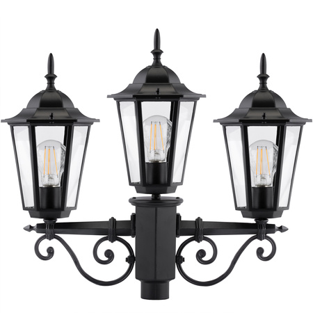Venkovní zahradní lampa 3x E27, LED sloupek lucerna 2m Černá BELLIS LUMILED