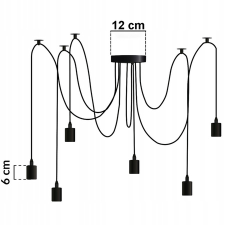 6x E27 Závěsná stropní lampa, Pavouk ARANE LUMILED