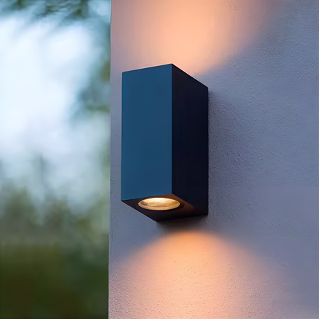 Zahradní nástěnná lampa 2x GU10, čtvercové Černá ALLIUM LUMILED