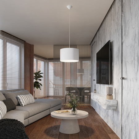 NOVA 40 E27 Bílá minimalistická závěsná lampa SOLLUX