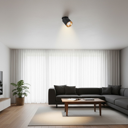 Stropní svítidlo HARON GU10 Tuba Spot Moving Round Black and Gold GOLDLUX pro zápustnou montáž