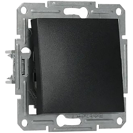 Světelný spínač jednoschodový jednopólový bez rámu Asfora pro zapuštěnou montáž IP20 antracit