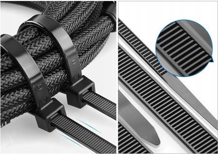 Silná stahovací páska 4.6x350mm černá 100 kusů ECOLIGHT