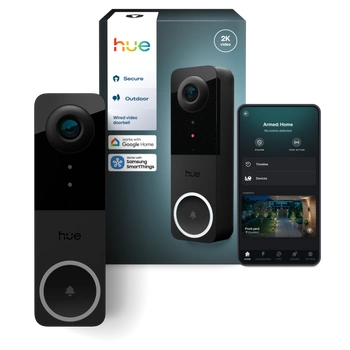 Chytrý videozvonek s 2K QHD 1440p CMOS kamerou černý SMART Zigbee WiFi zvonek Bezpečný Philips HUE