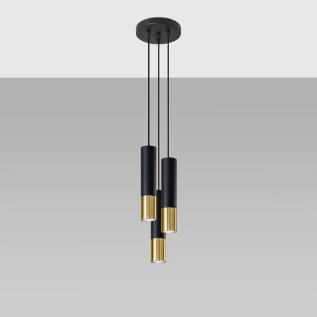 LOOPEZ 3P Závěsné stropní svítidlo 3xGU10 Elegantní černá a zlatá SOLLUX