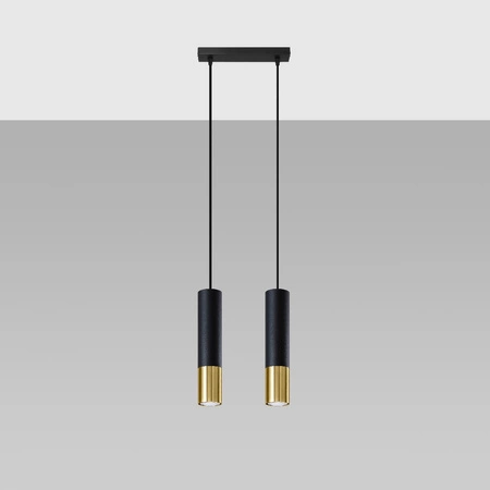 LED závěsné stropní svítidlo LOOPEZ 2xGU10 Black Gold SOLLUX