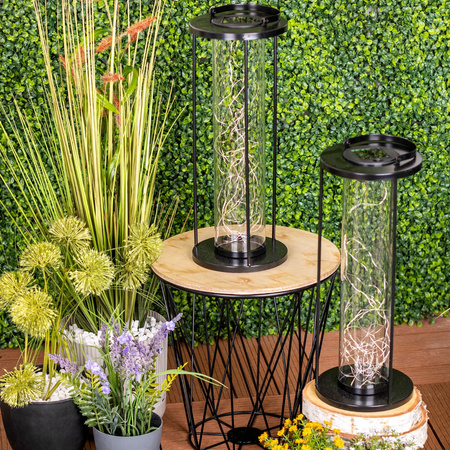 LED solární lampa Venkovní zahradní stojací závěsná lucerna 3000K IP44 46cm soumrakový senzor