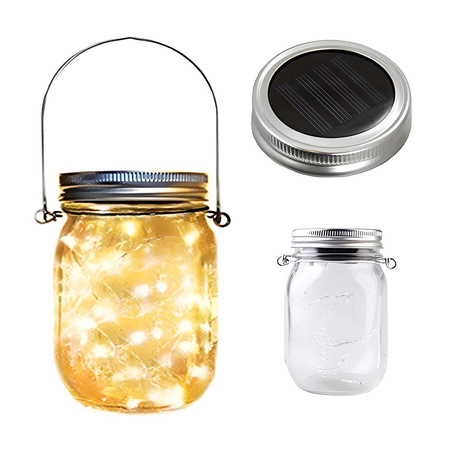 LED solární závěsné zahradní svítidlo LANTERN JAR 3000K sklo GOLDLUX (Polux)