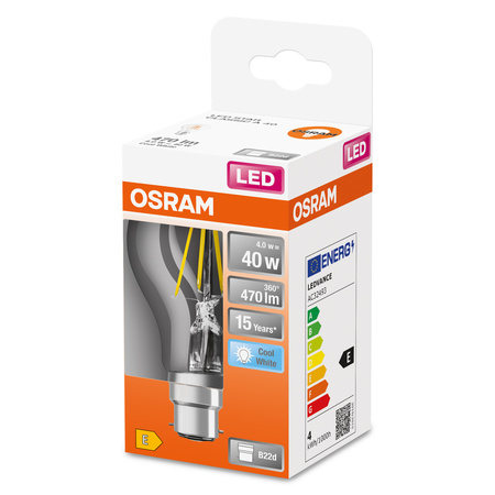 LED žárovka A60 B22d 4W = 40W 470lm 4000lm neutrální bílá 300° Retrofit žárovka CLASSIC Osram