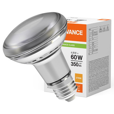 LED žárovka R80 E27 4,8W = 60W 350lm 2700K teplá bílá FILAMENT LEDVANCE