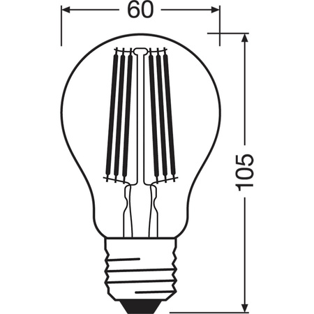 LED žárovka E27 A60 4W = 60W 840lm 3000K Teplá bílá 300° Filament LEDVANCE Ultra Efficient