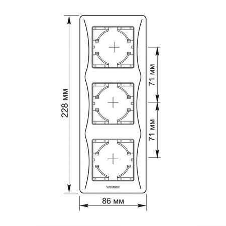 Horizontální rámeček zásuvky Trojitá povrchová montáž bílá BINERA VIDEX