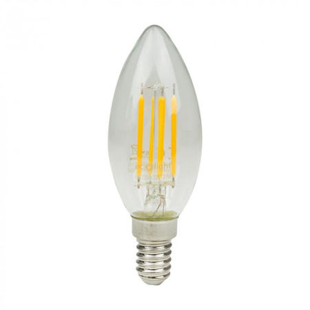 LED žárovka svíčka B35 E14 6W 720lm 2700K teplá bílá FILAMENT Ecolight