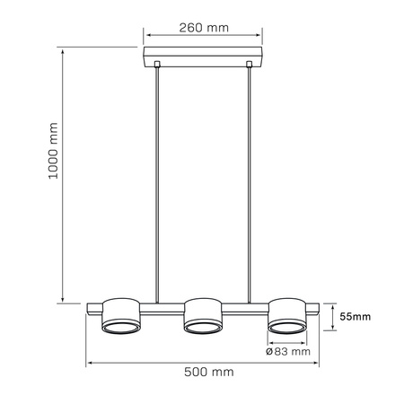 Stropní závěsné svítidlo 3x GX53 Black Gold MIRELLA Sanico Goldlux