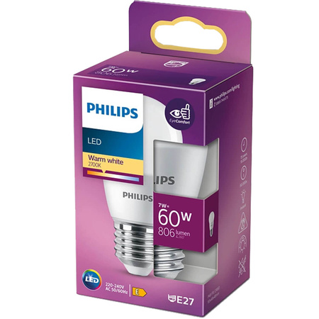 LED kulová žárovka E27 P48 7W = 60W 806 lm 2700K Teplá bílá PHILIPS