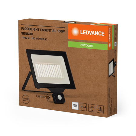 LED reflektor Halogenový venkovní reflektor se senzorem pohybu 100W 10000lm 4000K Cold Surface Black IP44 Reflektor Ledvance