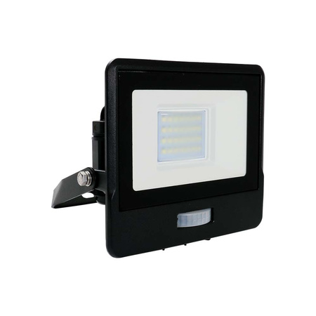 Reflektor LED 20W 1510lm 4000K IP65 Černá s tlumičem. pohybovým senzorem a funkcí CUT-OFF Samsung Chip VT-128S-B V-TAC