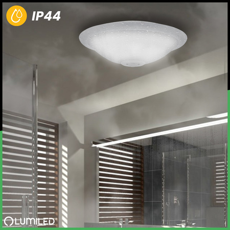 2x E27 Plafon LED Stropní svítidlo, snímač pohybu a soumraku 30cm IP44 kulatý Bílý REGIS LUMILED