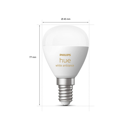 LED žárovka E14 P45 5,1W CCT PHILIPS HUE White Ambiance Bluetooth Zigbee