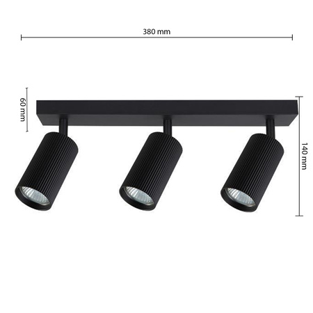 Spot Tuba Stropní svítidlo Reflektor Halogenové svítidlo 3x GU10 Moving Black Lucerno Masterled