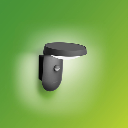 Zahradní lampa LED nástěnná lampa TYLA IR myGarden 9W 2700K IP44 s pohybovým a soumrakovým senzorem antracit PHILIPS