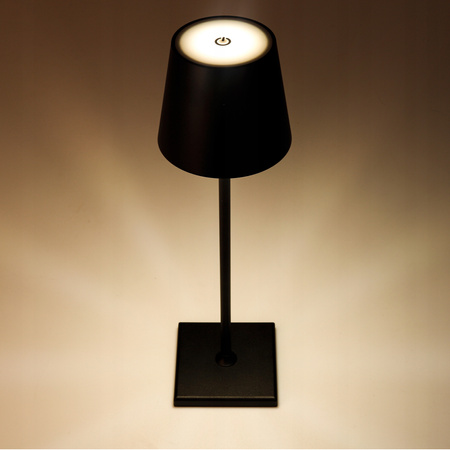 LED stolní lampa 3W 200lm 4000K neutrální bílá dobíjecí školní noční světlo stmívatelná vypínač černá Solio Masterled