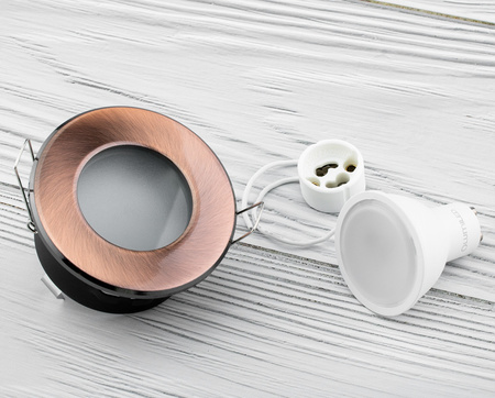 Halogenové Hermetické Koupelnové svítidlo IP44, Měď AQUS + LED GU10 5W 4000K LUMILED