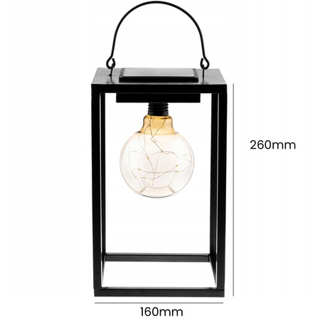 LED solární lampa Venkovní zahradní stojací závěsná lucerna 3000K IP44 26cm soumrakový senzor