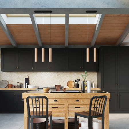 LINO LED závěsné stropní svítidlo 2xGU10 přírodní dřevo SOLLUX