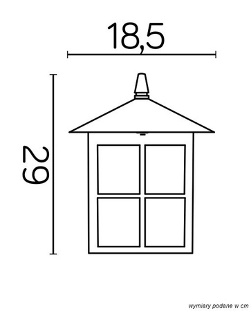 Hlava stínidla pro venkovní stojící zahradní lampu Wenecja K 1018 KW E27 Su-Ma