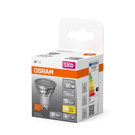 GU10 LED žárovka 6.9W = 80W 575lm 2700K Teplá bílá 36° OSRAM STAR