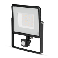 Reflektor LED 50W 4000lm 6400K IP65 Black s pohybovým senzorem a funkcí CUT-OFF Samsung Chip VT-50-SB V-TAC