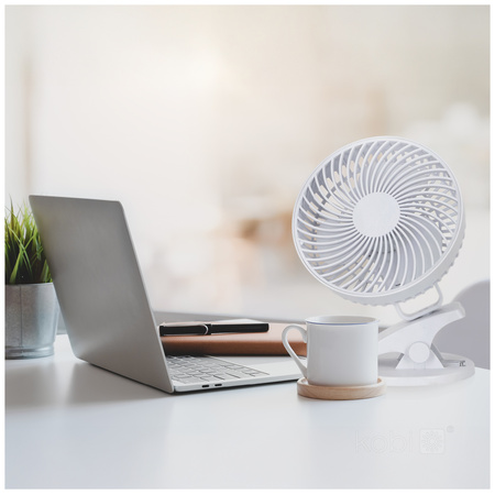 Stolní ventilátor s klipem Přenosný dobíjecí ventilátor s USB-C bílý Viento Windstar Kobi