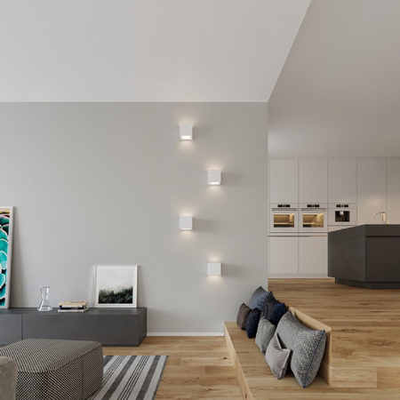 Nástěnné svítidlo LEO E27 Up-Down Keramická kostka Moderní bílá SOLLUX